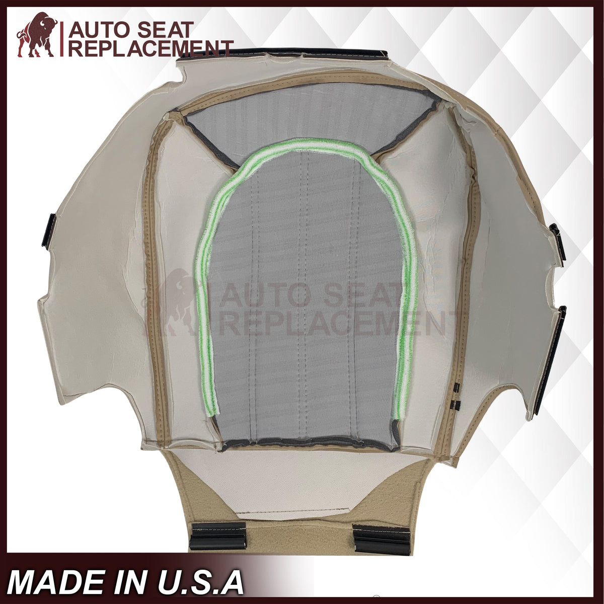 2006 - 2011 Buick Lucerne Driver or Passenger Bottom Perforated Seat Cover In Light Cashmere Tan: Choose Leather or Vinyl