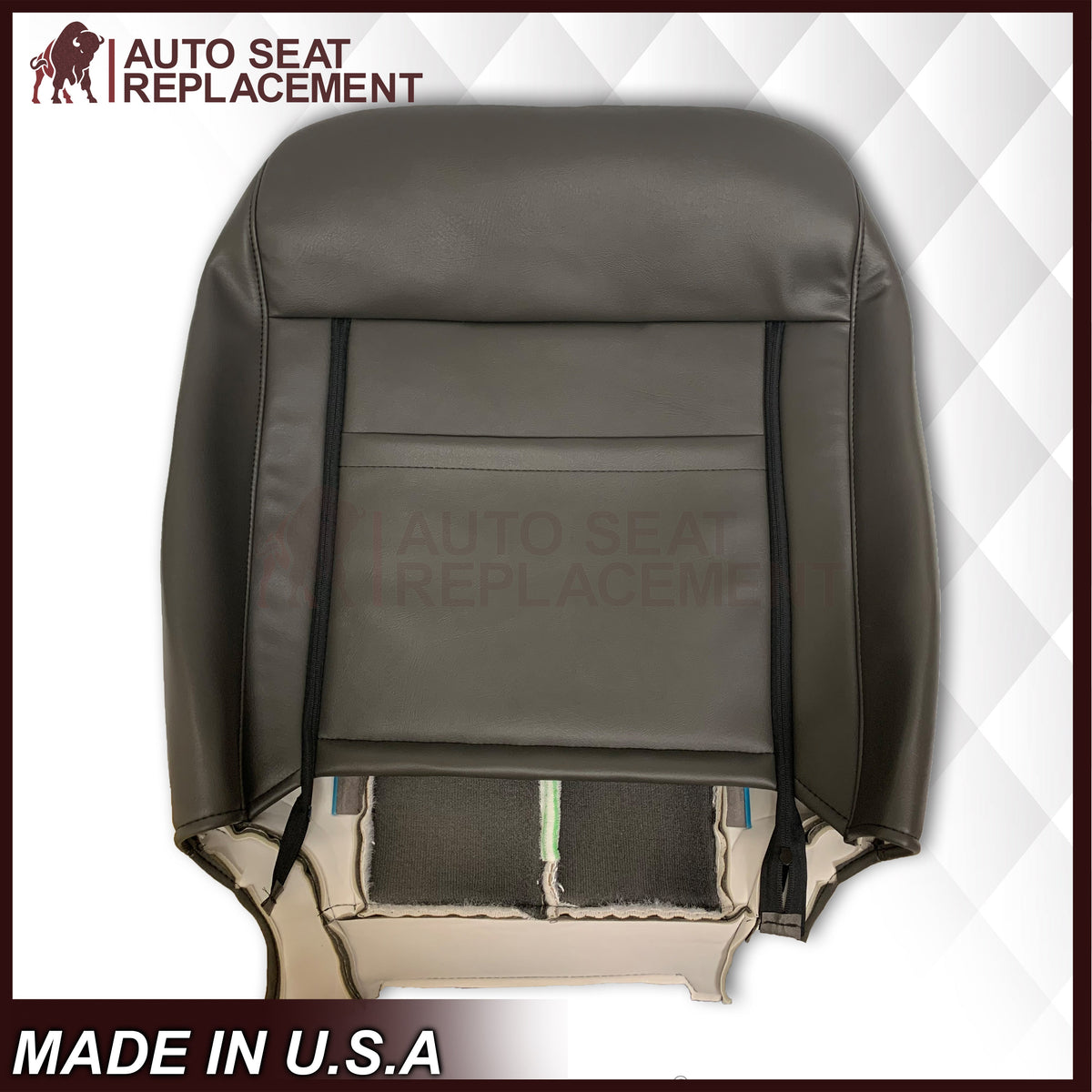 2007 2008 Ford Expedition Eddie Bauer Driver Or Passenger Side Replacement Perforated LEATHER Seat Cover In 2 Tone Tan (Tan- Dark Gray)