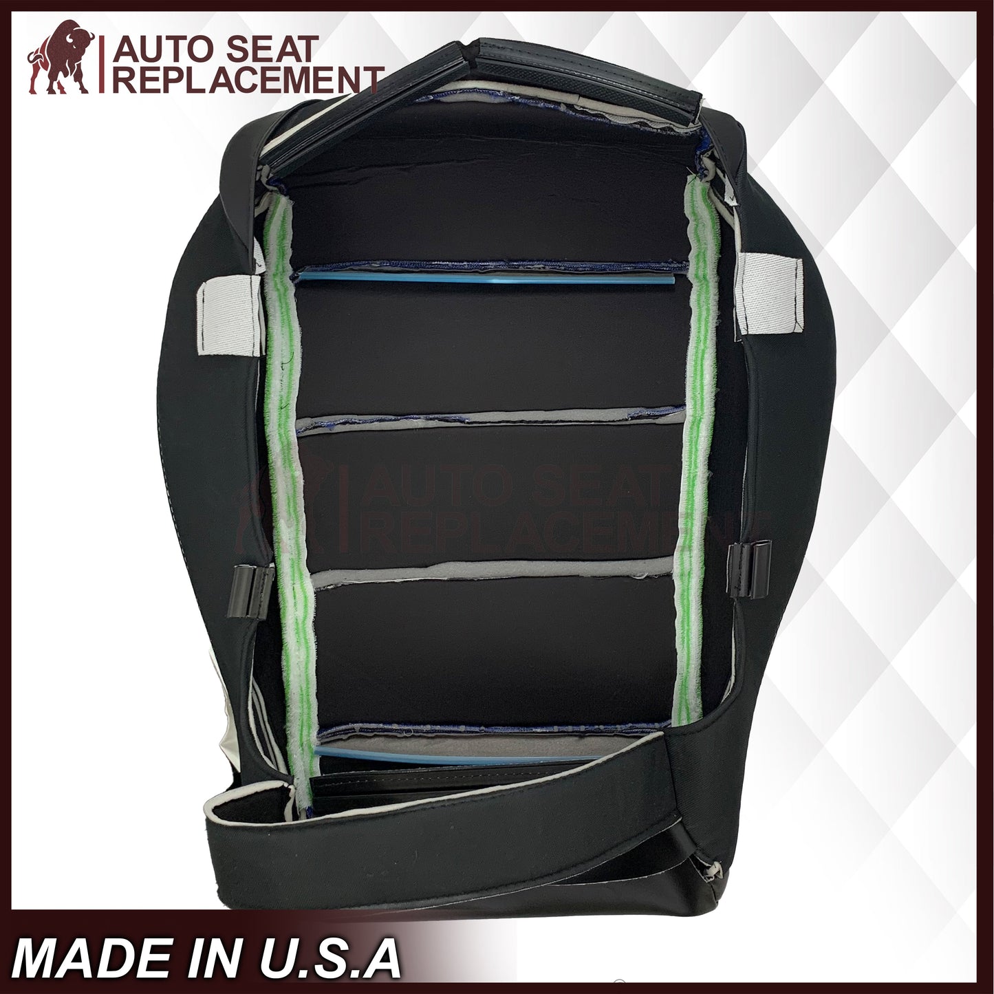 2015-2023 Ford Mustang GT Coupe V6 V8 Cloth (Fabric) Replacement Bottom Seat Covers In Black: Choose Your Side