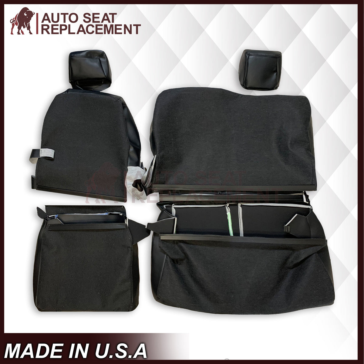 2005-2015 Nissan Titan Second Row Driver and Passenger Side Top and Bottom Seat Covers in Black : Choose from the variants