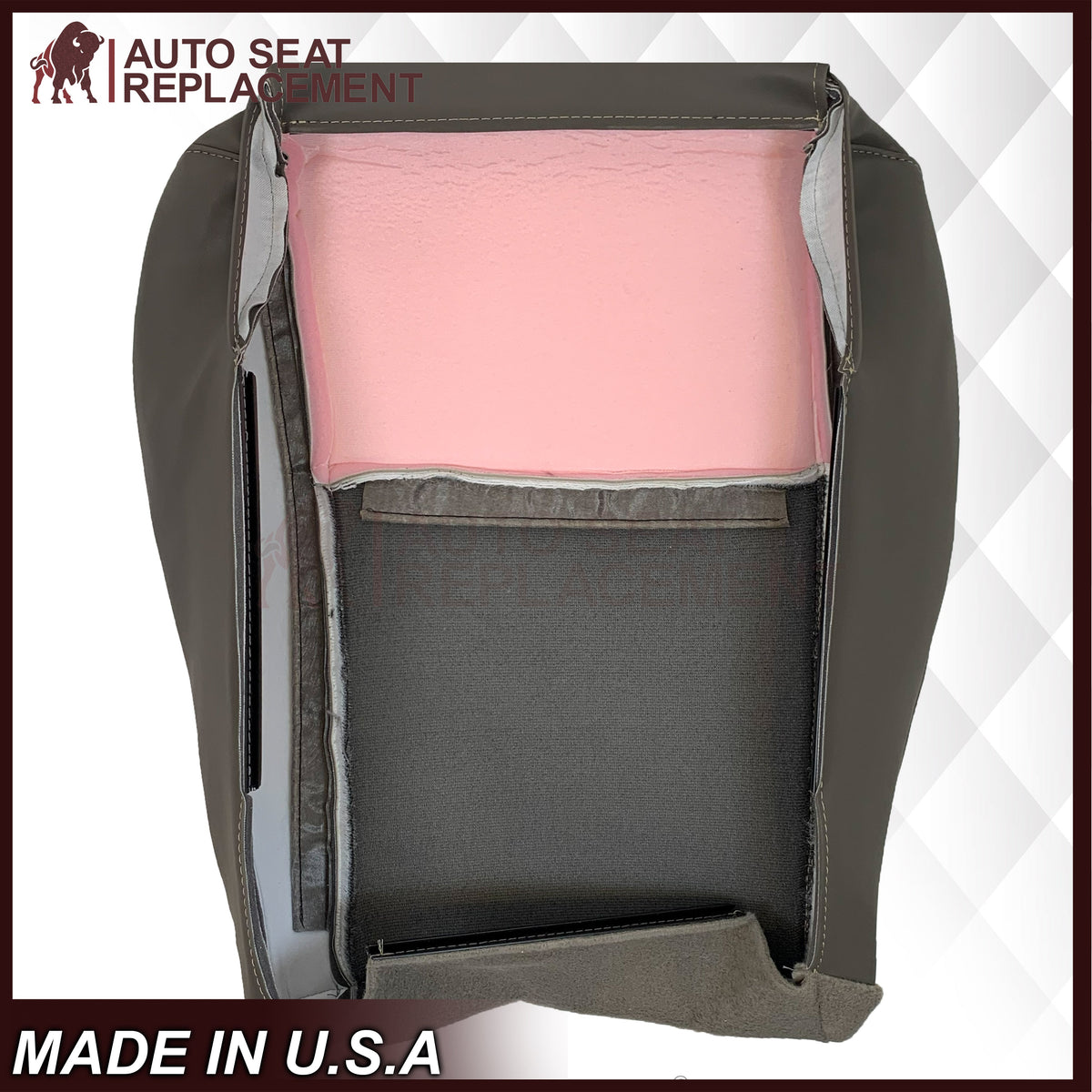 2008-2010 Jeep Grand Cherokee  Front Bottom Synthetic Leather Seat Cover 2 Tone Tan (Dk Khaki/Lt Graystone)