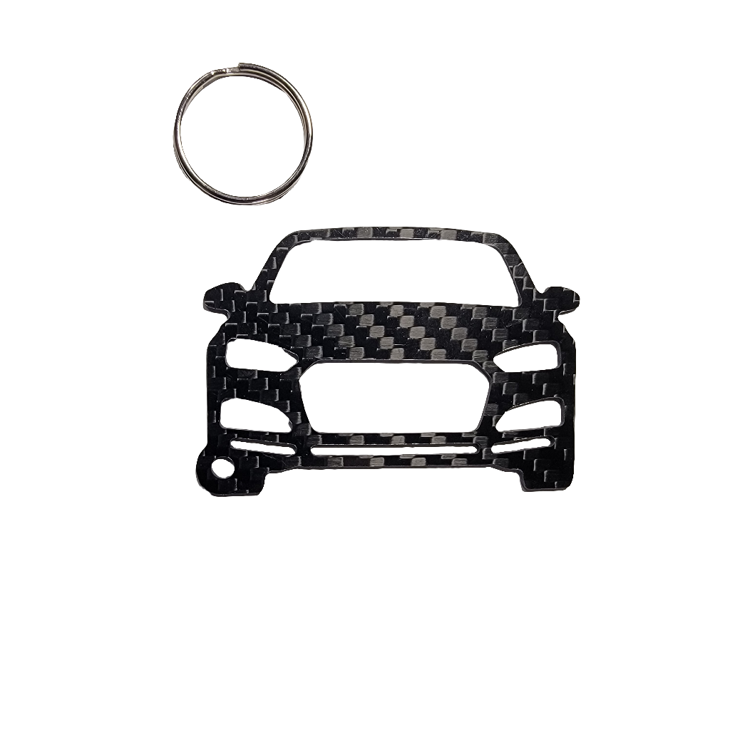 Carbon Fiber keychain for Audi A5 (8W6) (2018-Present) 2nd Generation Inspired Keychain Lanyard  front view Glossy Twill