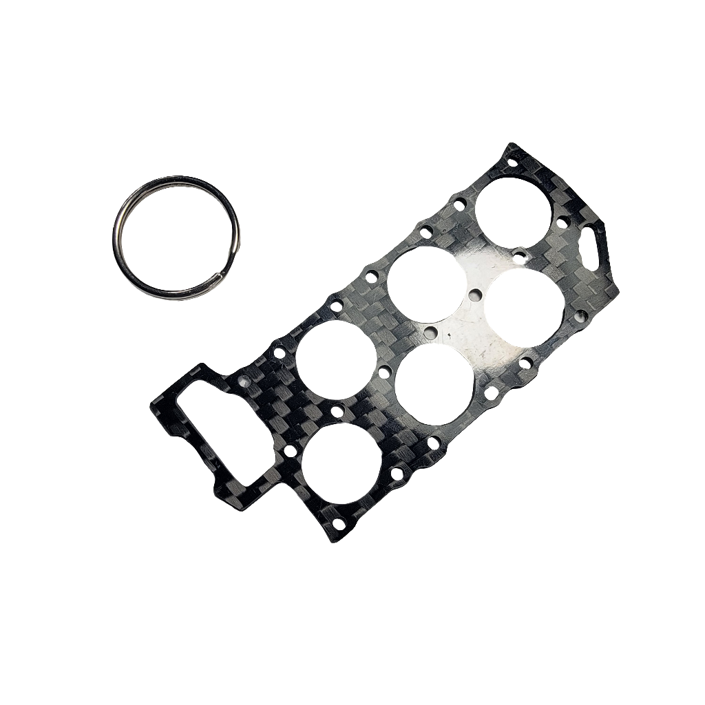 Carbon Fiber Keychain for Volkswagen VR6 cylinder head gasket Twill glossy