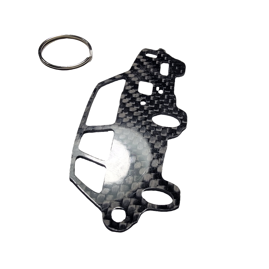 Carbon Fiber keychain for Yugo GV (1985-1992) Zastava Koral (One of the Worst Cars Ever Made) Inspired Keychain Lanyard 3D front view Glossy Twill