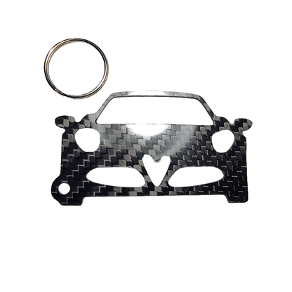 Carbon Fiber keychain for Alfa Romeo 4C (2013-2020) Inspired Keychain Lanyard   front view Glossy Twill