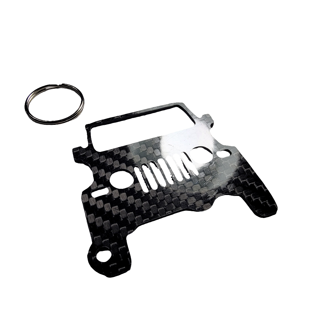 Carbon Fiber keychain for Jeep Wrangler TJ (1997-2006) 2nd Generation Inspired Keychain Lanyard  front view Glossy Twill