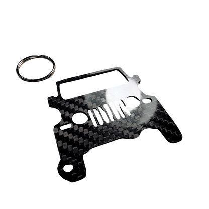 Carbon Fiber keychain for Jeep Wrangler TJ (1997-2006) 2nd Generation Inspired Keychain Lanyard  front view Glossy Twill