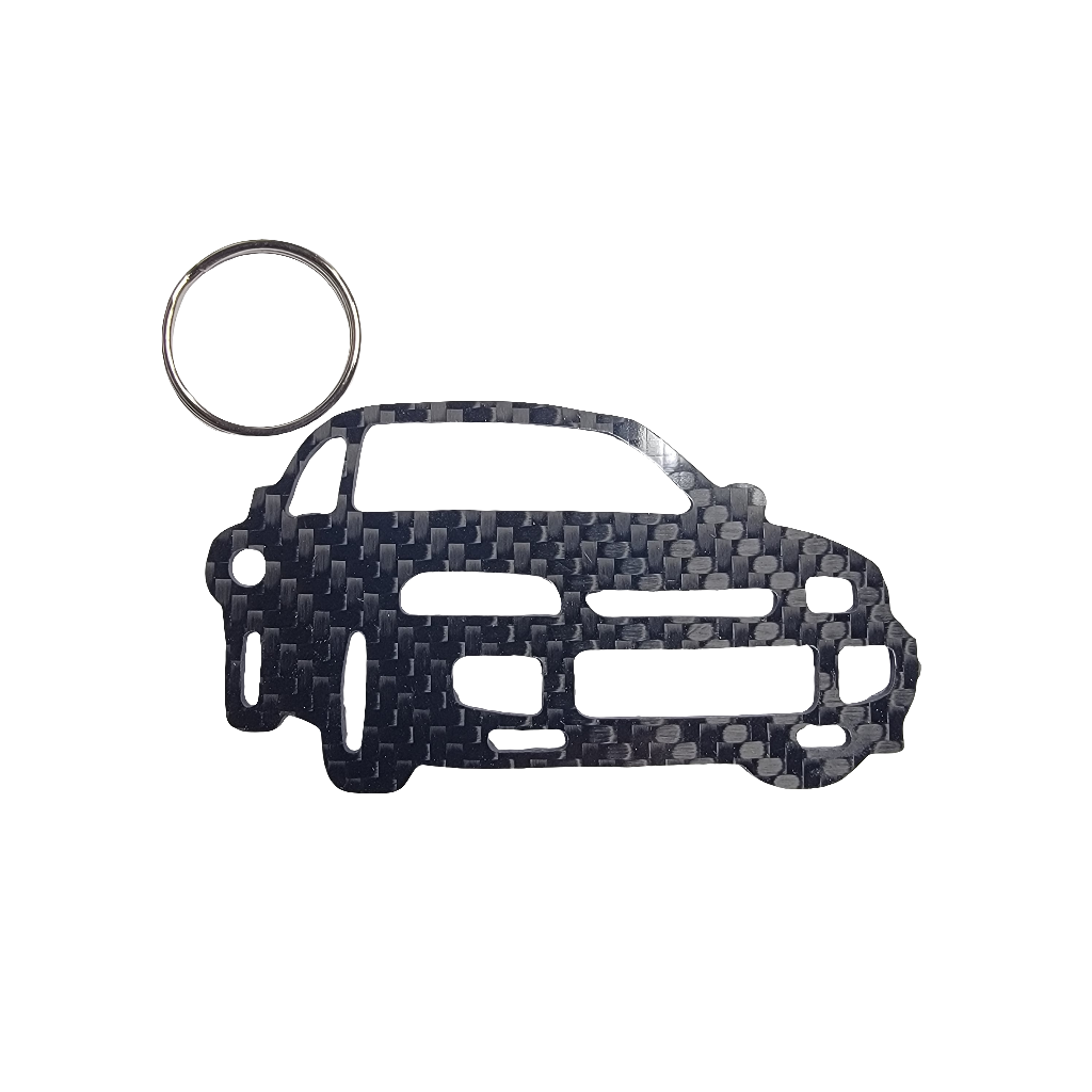 Carbon Fiber for Mitsubishi Lancer Evolution III CE9A (1995-1996) Inspired Lanyard Keychain 3d front view glossy twill