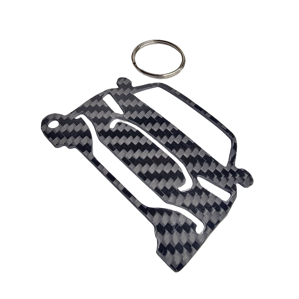 Carbon Fiber keychain for Ford Mustang Mach-E GT (2021-Present) Inspired Keychain Lanyard   front view Glossy Twill