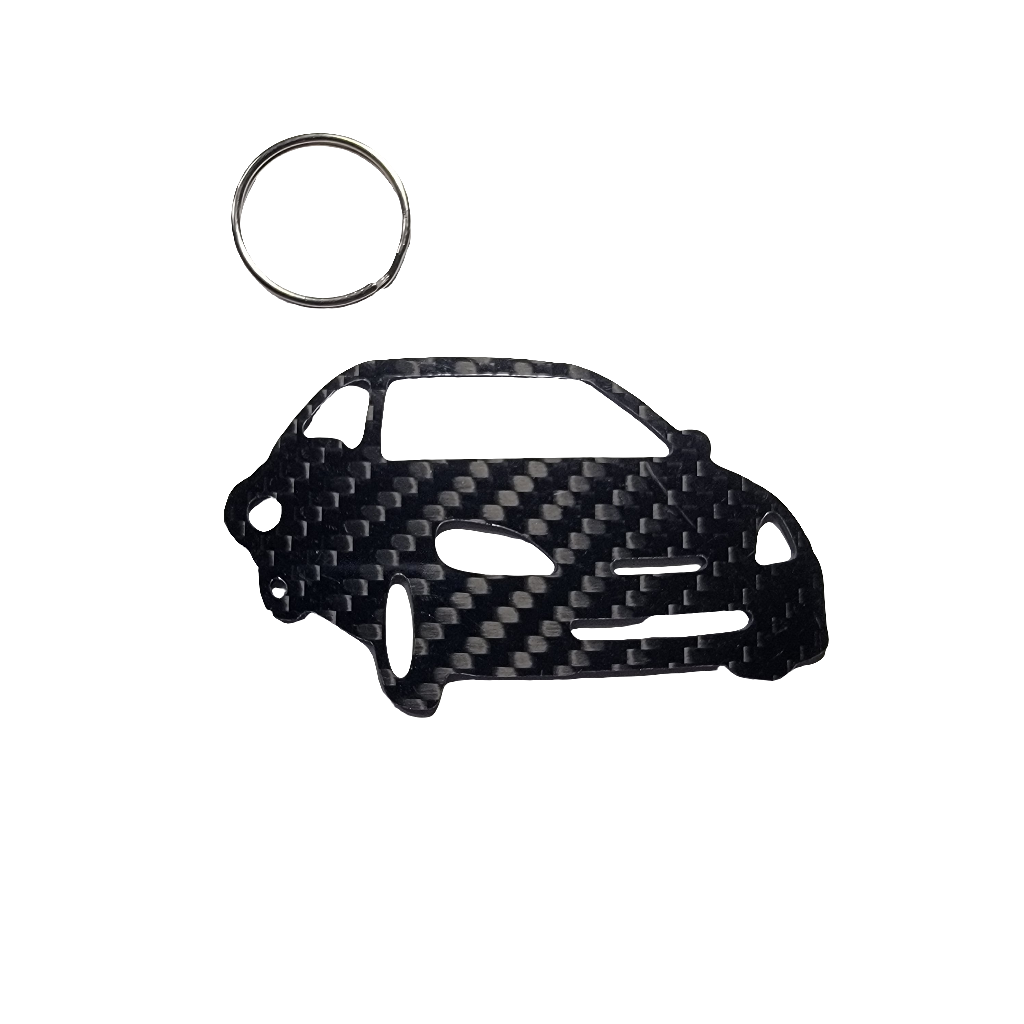 Carbon Fiber keychain for Honda Insight (1999-2006) Inspired Keychain Lanyard 3D FRONT view Glossy Twill