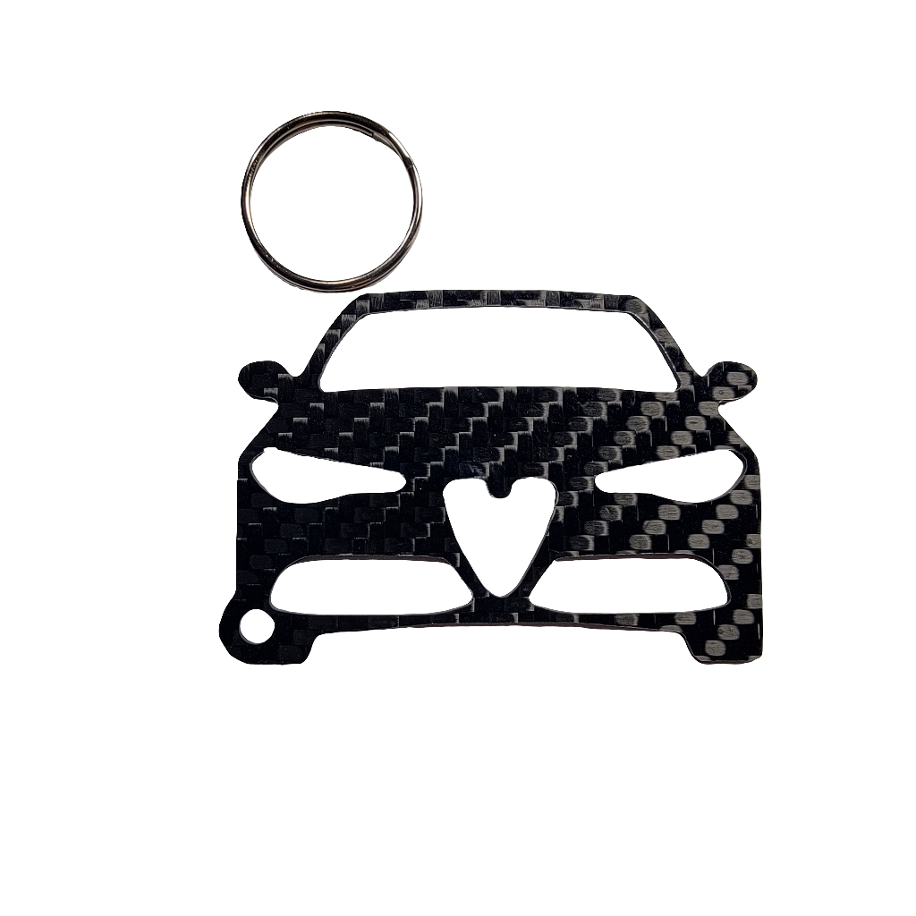 Carbon Fiber keychain for Alfa Romeo Giulia Ti Sport 952 (2016-Present) Inspired Keychain Lanyard   front view Glossy Twill