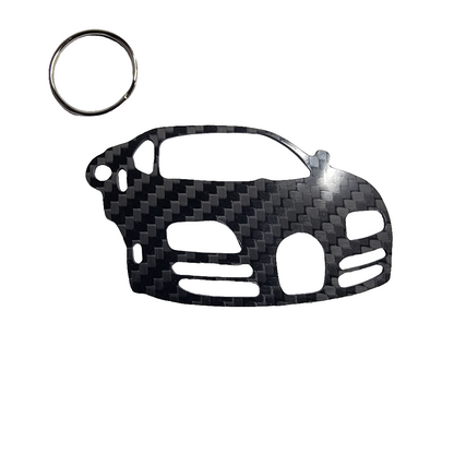 Carbon Fiber keychain for Bugatti Veyron (2005-2011) Inspired Keychain Lanyard 3d FRONT view Glossy Twill