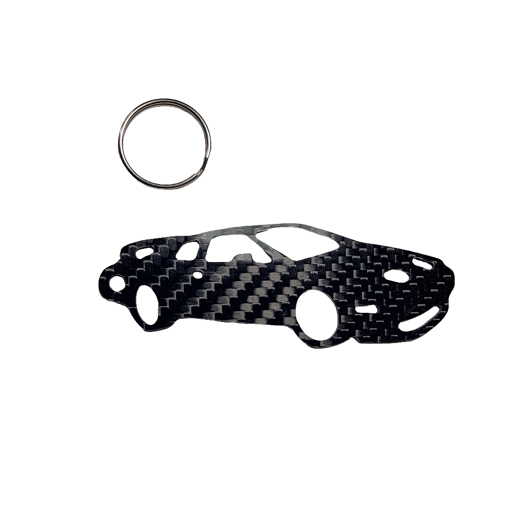 Carbon Fiber keychain for Lotus Esprit S4 (1993-2004) Inspired Keychain Lanyard  front 3D view Glossy Twill