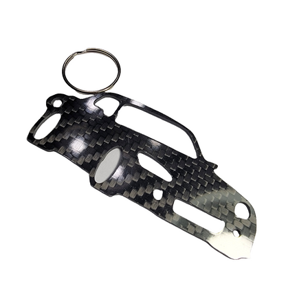 Carbon Fiber Keychain for Honda S2000 AP2 (S2K) (2003-2009) HARDTOP Inspired Keychain Lanyard  3d FRONT view Glossy Twill gift