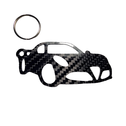 Carbon Fiber keychain for Alfa Romeo 4C (2013-2020) Inspired Keychain Lanyard 3d  front view Glossy Twill