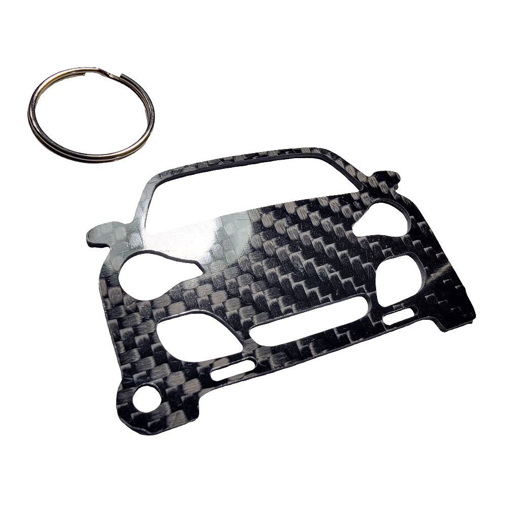 Carbon Fiber keychain for Porsche 911 996 Turbo (2001-2005) Inspired Keychain Lanyard  front view Glossy Twill