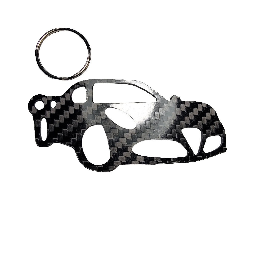 Carbon Fiber keychain for Alfa Romeo 4C (2013-2020) Inspired Keychain Lanyard 3d  front view Glossy Twill