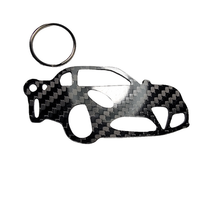 Carbon Fiber keychain for Alfa Romeo 4C (2013-2020) Inspired Keychain Lanyard 3d  front view Glossy Twill