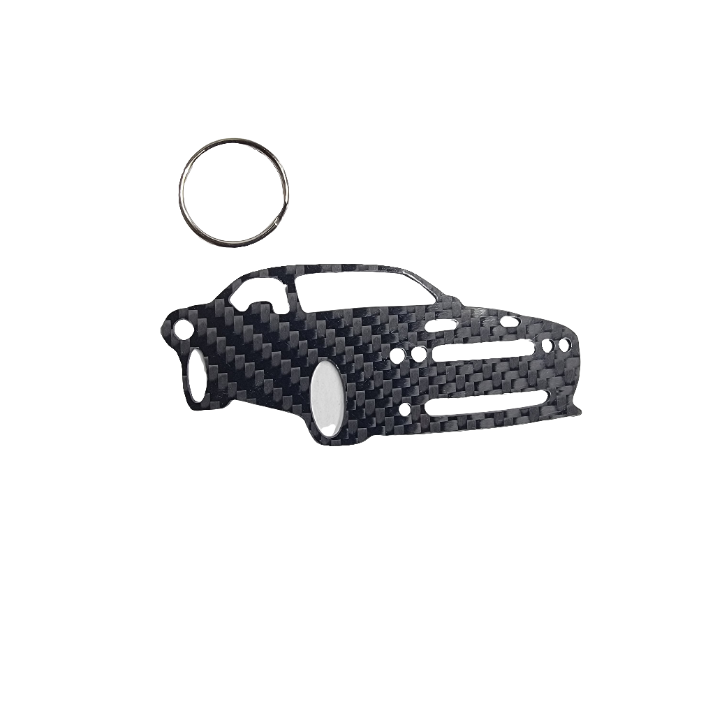 Carbon Fiber keychain for Dodge Challenger (2008-2023) Hell cat Inspired Keychain Lanyard 3d  front view Glossy Twill