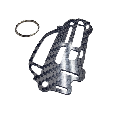 Carbon Fiber for Mitsubishi Lancer Evolution III CE9A (1995-1996) Inspired Lanyard Keychain 3d front view glossy twill