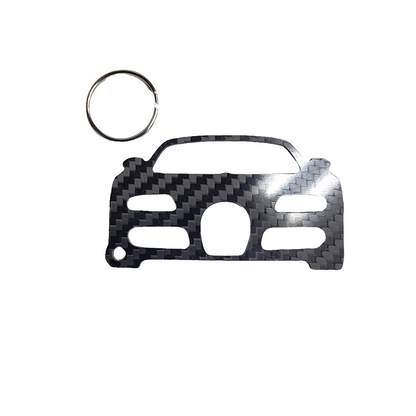Carbon Fiber keychain for Bugatti Veyron (2005-2011) Inspired Keychain Lanyard FRONT view Glossy Twill