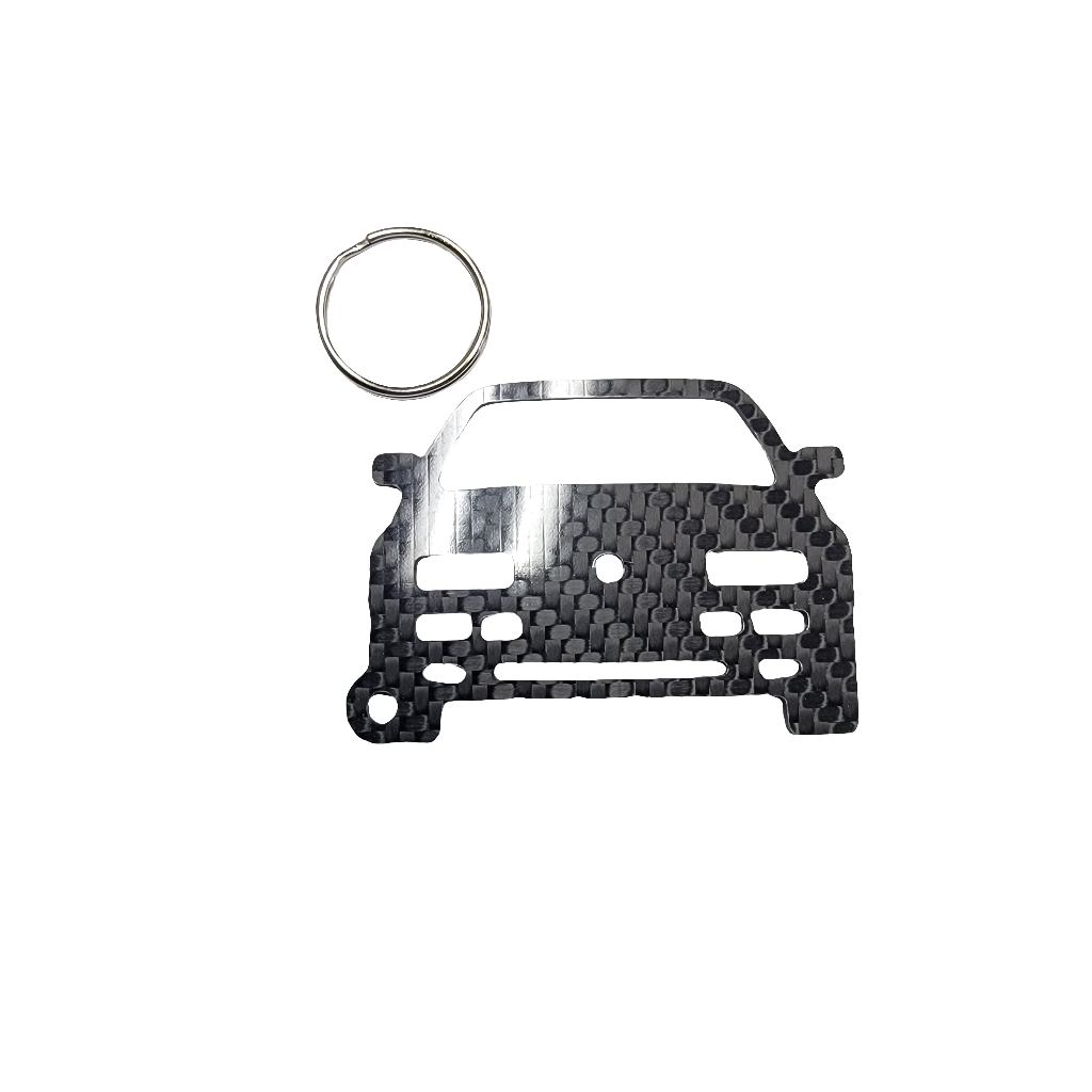 Carbon Fiber keychain for Volkswagen Corrado VR6 (1992-1995) Inspired Keychain Lanyard 3d front view Glossy Twill (Copy)