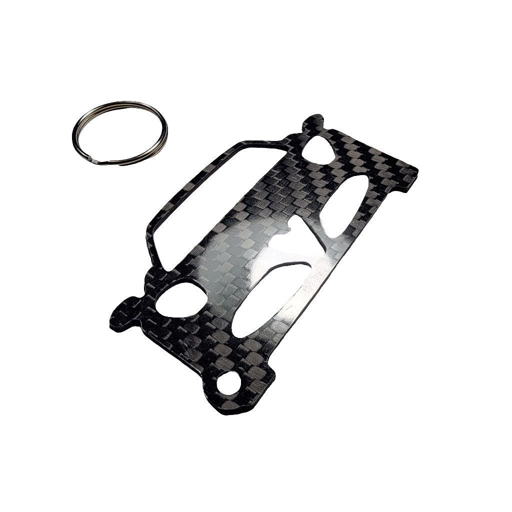Carbon Fiber keychain for Alfa Romeo 4C (2013-2020) Inspired Keychain Lanyard   front view Glossy Twill