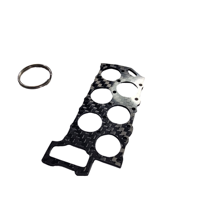Carbon Fiber Keychain for Volkswagen VR6 cylinder head gasket Twill glossy