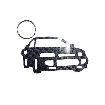 Carbon Fiber for Mitsubishi Lancer Evolution III CE9A (1995-1996) Inspired Lanyard Keychain 3d front view glossy twill