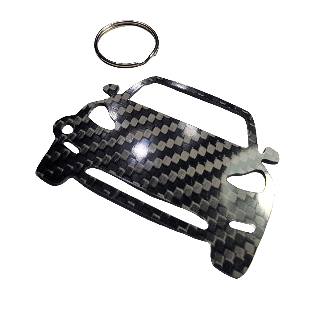 Carbon Fiber Keychain for fits Tesla Model Y lanyard inspired front view glossy carbon fiber