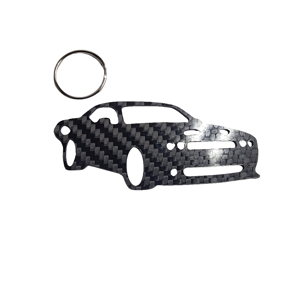 Carbon Fiber keychain for Dodge Challenger (2008-2023) Hell cat Inspired Keychain Lanyard 3d  front view Glossy Twill