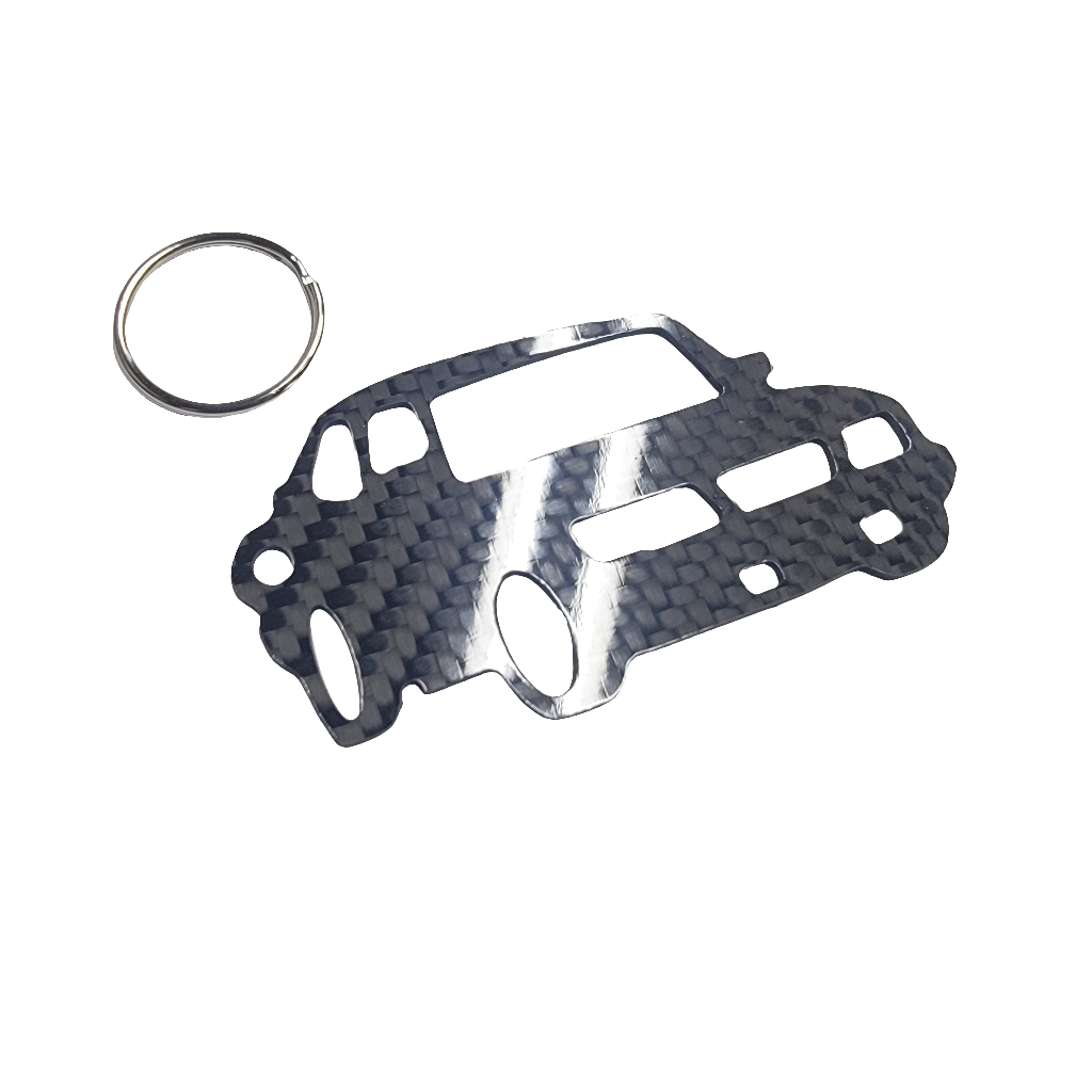 Carbon Fiber keychain for SAAB 900 (1978‐1998)  Inspired Keychain Lanyard 3d  front view Glossy Twill