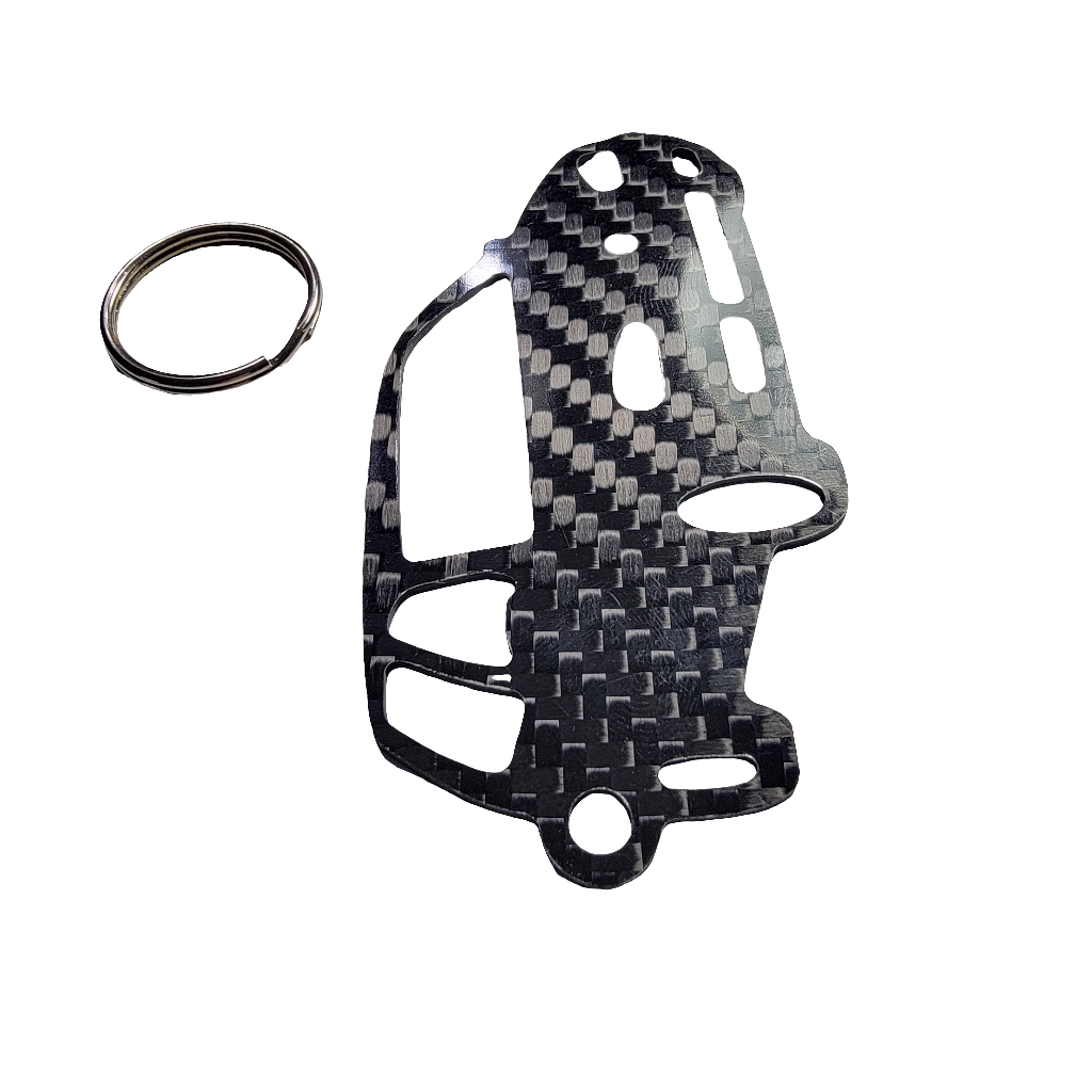 Carbon Fiber keychain for Volkswagen Golf GTI Mk4 (1998-2004) Inspired Keychain Lanyard 3d front view Glossy Twill