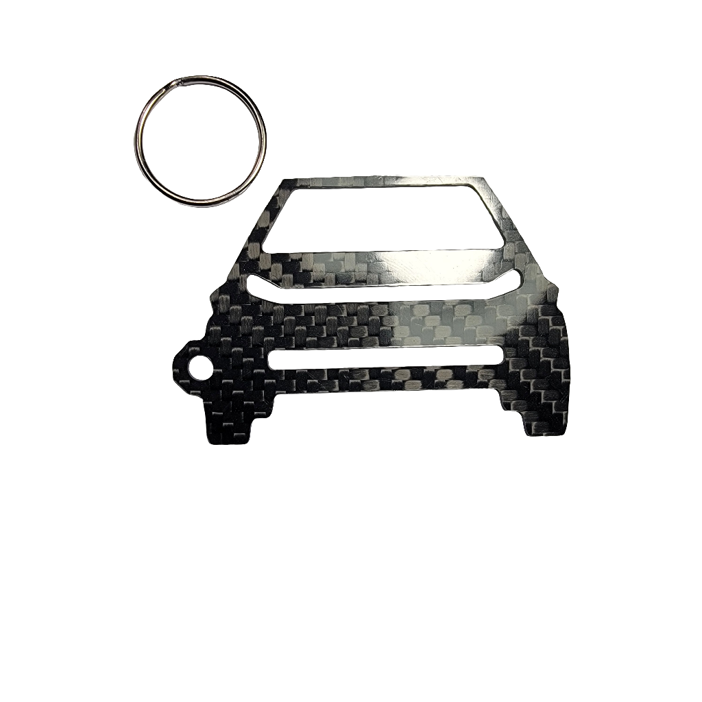 Carbon Fiber keychain for Tesla Cyber Truck Inspired Keychain Lanyard  front view Glossy Twill