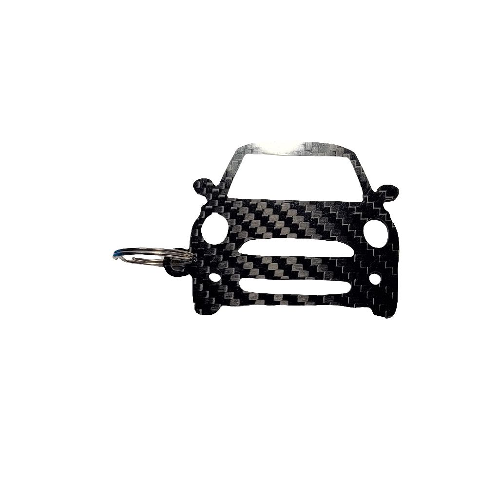 Carbon Fiber keychain for Mini Cooper S R53 (2000-2006) 1st Generation Inspired Keychain Lanyard  front view Glossy Twill