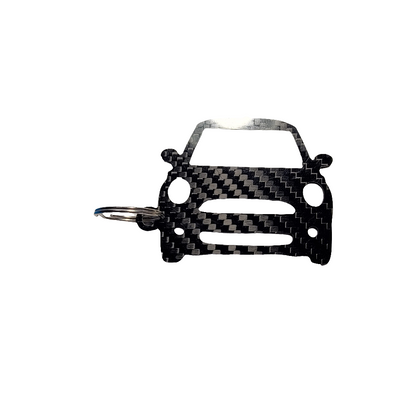 Carbon Fiber keychain for Mini Cooper S R53 (2000-2006) 1st Generation Inspired Keychain Lanyard  front view Glossy Twill