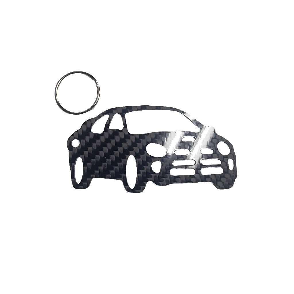 Carbon Fiber keychain for Dodge Neon SRT-4 (2003-2005)  Inspired Keychain Lanyard 3d  front view Glossy Twill