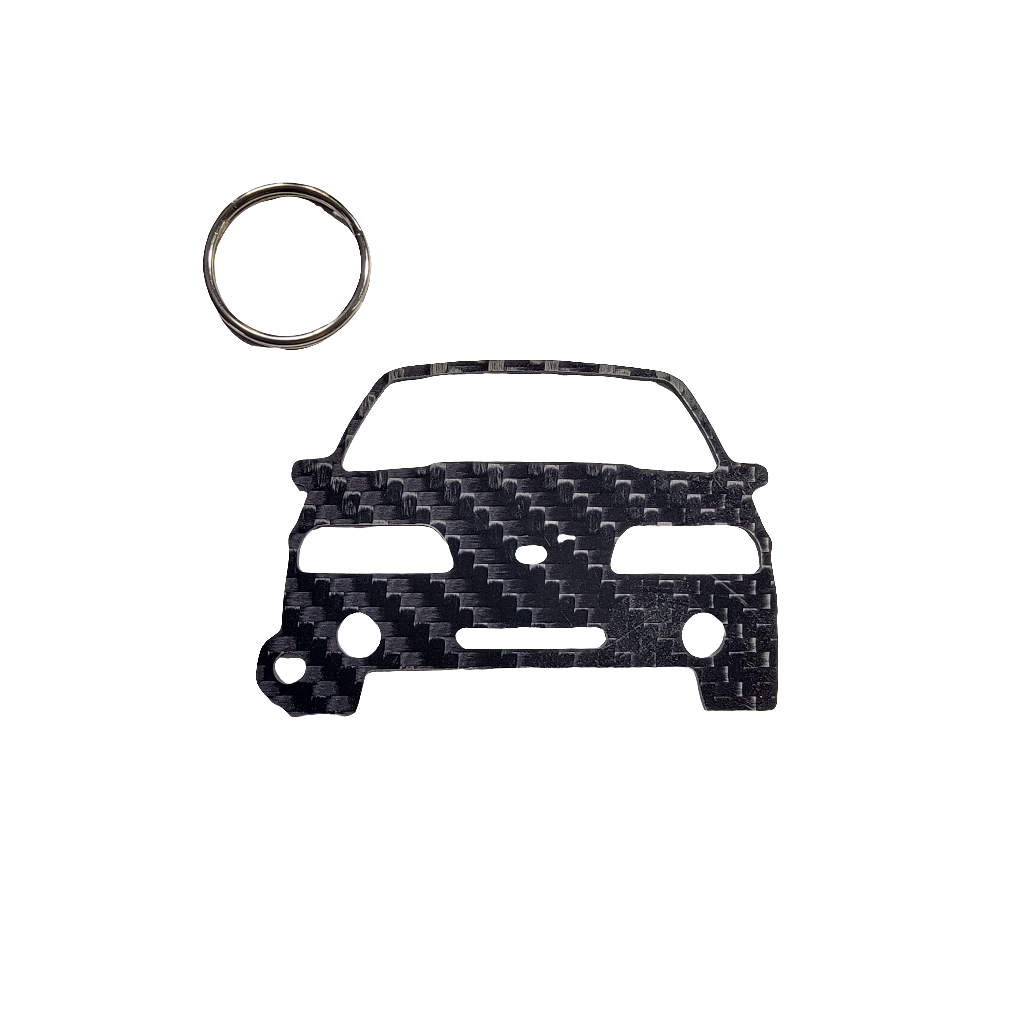 Carbon Fiber keychain for Ford Mustang 5.0 Fox Body GT Hatchback (1987-1993) Inspired Keychain Lanyard   front view Glossy Twill
