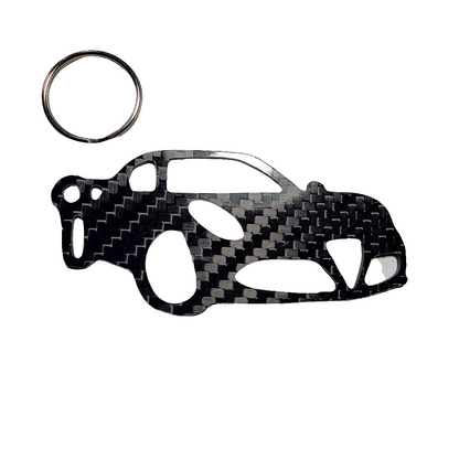 Carbon Fiber keychain for Alfa Romeo 4C (2013-2020) Inspired Keychain Lanyard 3d  front view Glossy Twill