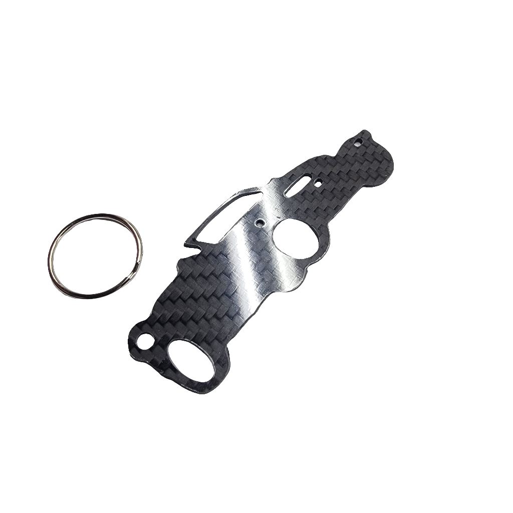 Carbon Fiber keychain for Chrysler Prowler (1997-2002) Plymouth hot rod Inspired Keychain Lanyard 3d front view Glossy Twill
