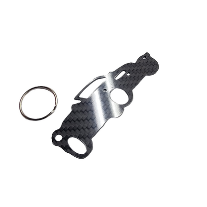 Carbon Fiber keychain for Chrysler Prowler (1997-2002) Plymouth hot rod Inspired Keychain Lanyard 3d front view Glossy Twill