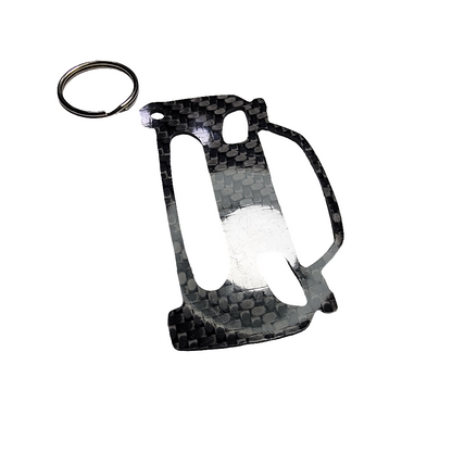 Carbon Fiber keychain for Tesla Roadster (2008-2012) 1st Generation Keychain Lanyard  front view Glossy Twill