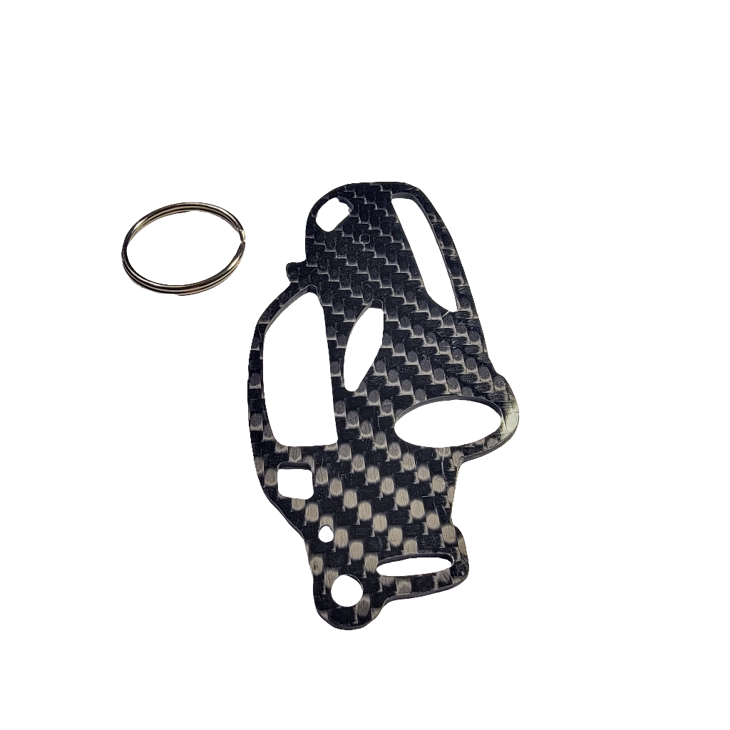 Carbon Fiber for Tesla Roadster (2008-2012) 1st Generation Keychain Lanyard 3D front view Glossy Twill