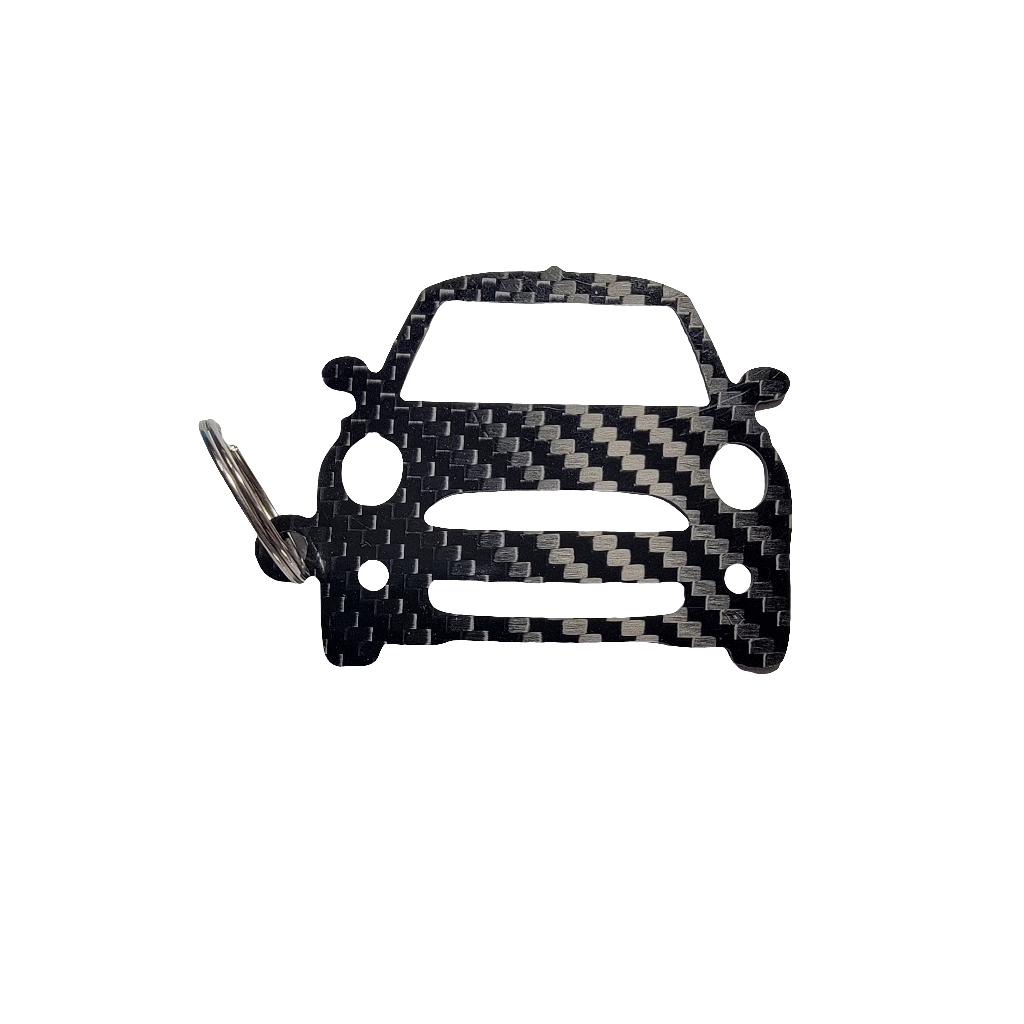 Carbon Fiber keychain for Mini Cooper S R53 (2000-2006) 1st Generation Inspired Keychain Lanyard  front view Glossy Twill