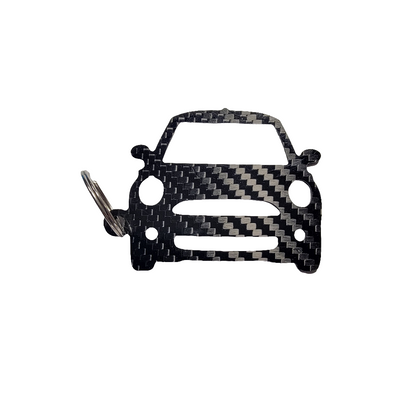 Carbon Fiber keychain for Mini Cooper S R53 (2000-2006) 1st Generation Inspired Keychain Lanyard  front view Glossy Twill