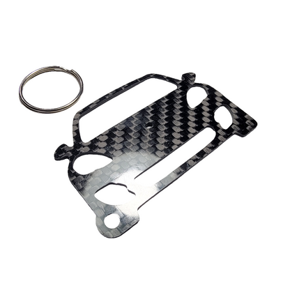 Carbon Fiber keychain for Porsche Panamera (2009-2013) 970 1st Generation Inspired Keychain Lanyard  front view Glossy Twill