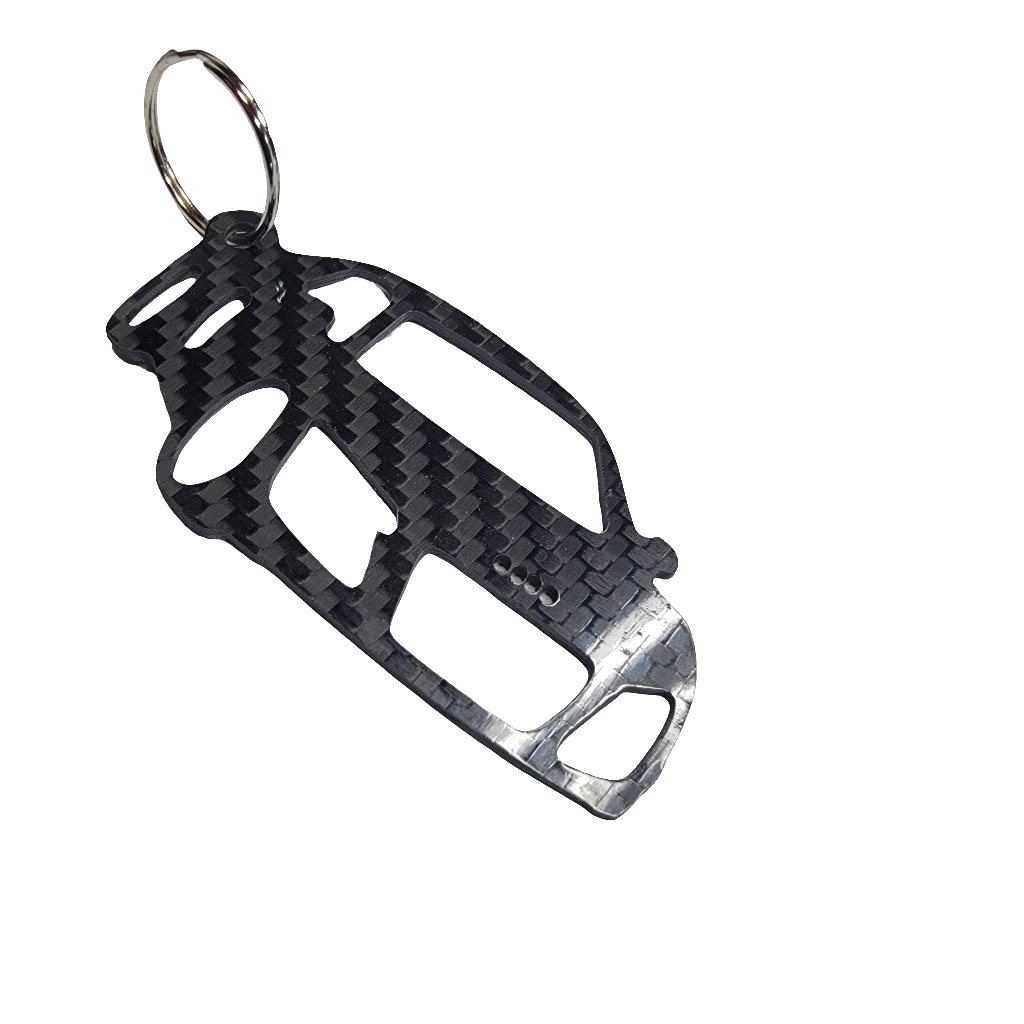 Carbon Fiber keychain for Audi R8 Type 42 Spyder (2006-2012) 1st Generation Inspired Keychain Lanyard 3d  front view Glossy Twill