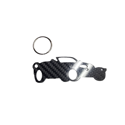 Carbon Fiber keychain for Chrysler Prowler (1997-2002) Plymouth hot rod Inspired Keychain Lanyard 3d front view Glossy Twill