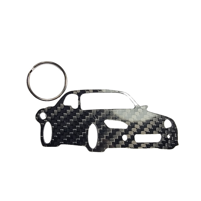 Carbon Fiber Keychain for Honda S2000 AP2 (S2K) (2003-2009) HARDTOP Inspired Keychain Lanyard  3d FRONT view Glossy Twill gift