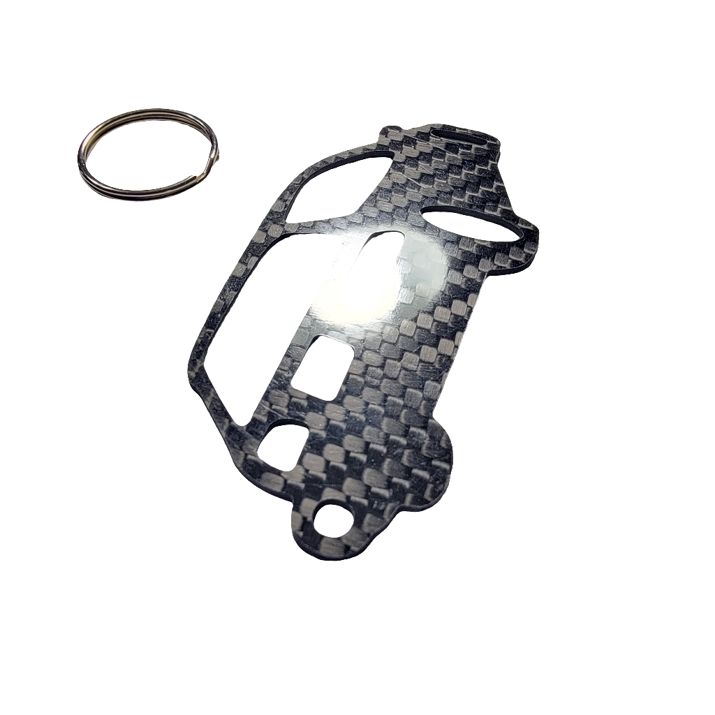 Carbon Fiber keychain for Honda Civic Si hatchback (1992-1995) Gen 5 Inspired Keychain Lanyard 3D rear view Glossy Twill